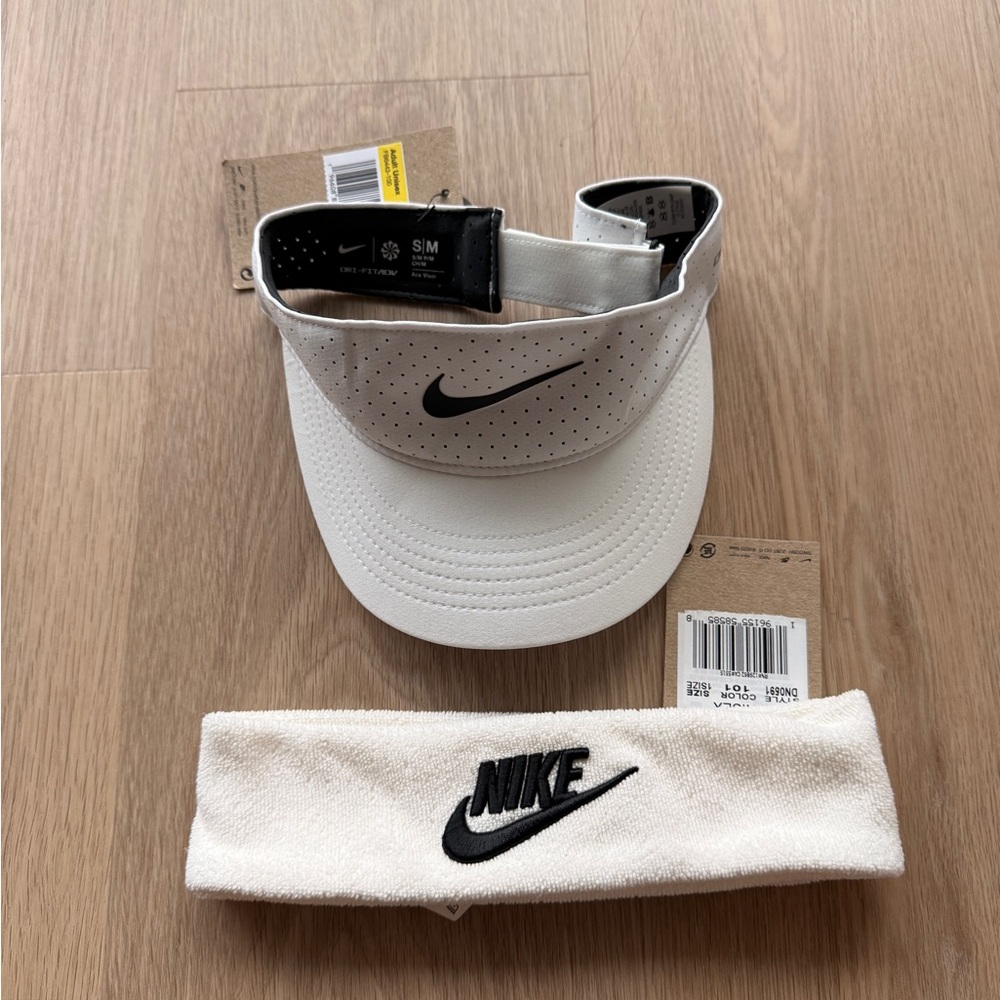 Nike Visor & Terry Headband Sweatband Tennis Golf White